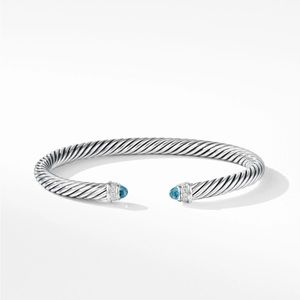 David Yurman 5mm Cable Bracelet Pave Diamond & Topaz
